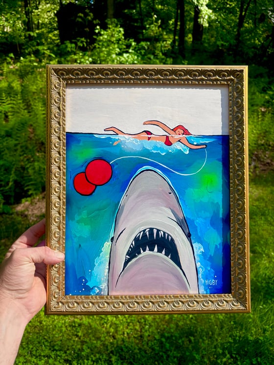 Image of JAWS Yo-Yo Painting with Frame 16x20