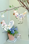 Country Floral Hanging Chickens ( Set of 2 )