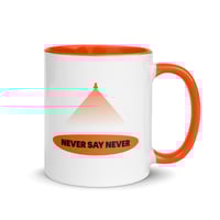 Image 3 of Never Say Never Logo Mug (White with Orange Accents)