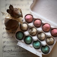 Image 1 of Set of 12 Spun Cotton Eggs, Speckled Style