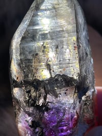 Image 7 of Smoky Amethyst Point With Siver & Red Rutile Inclusions #1972