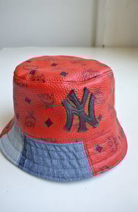 Image 2 of Reworked NY Reversible Bucket Hat MCM Red   Small 22"