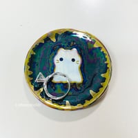 Image 5 of Mini ghost cat trinket dish with rainbow effect (2.5 inches diameter) 