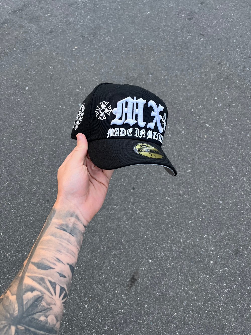 Image of BLACK WHITE MX MEXICO CUSTOM FITTED CAP