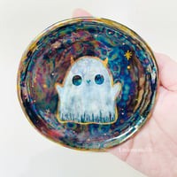 Image 1 of Happy Ghost Trinket Dish with rainbow effect (4.3 Inches Diameter)