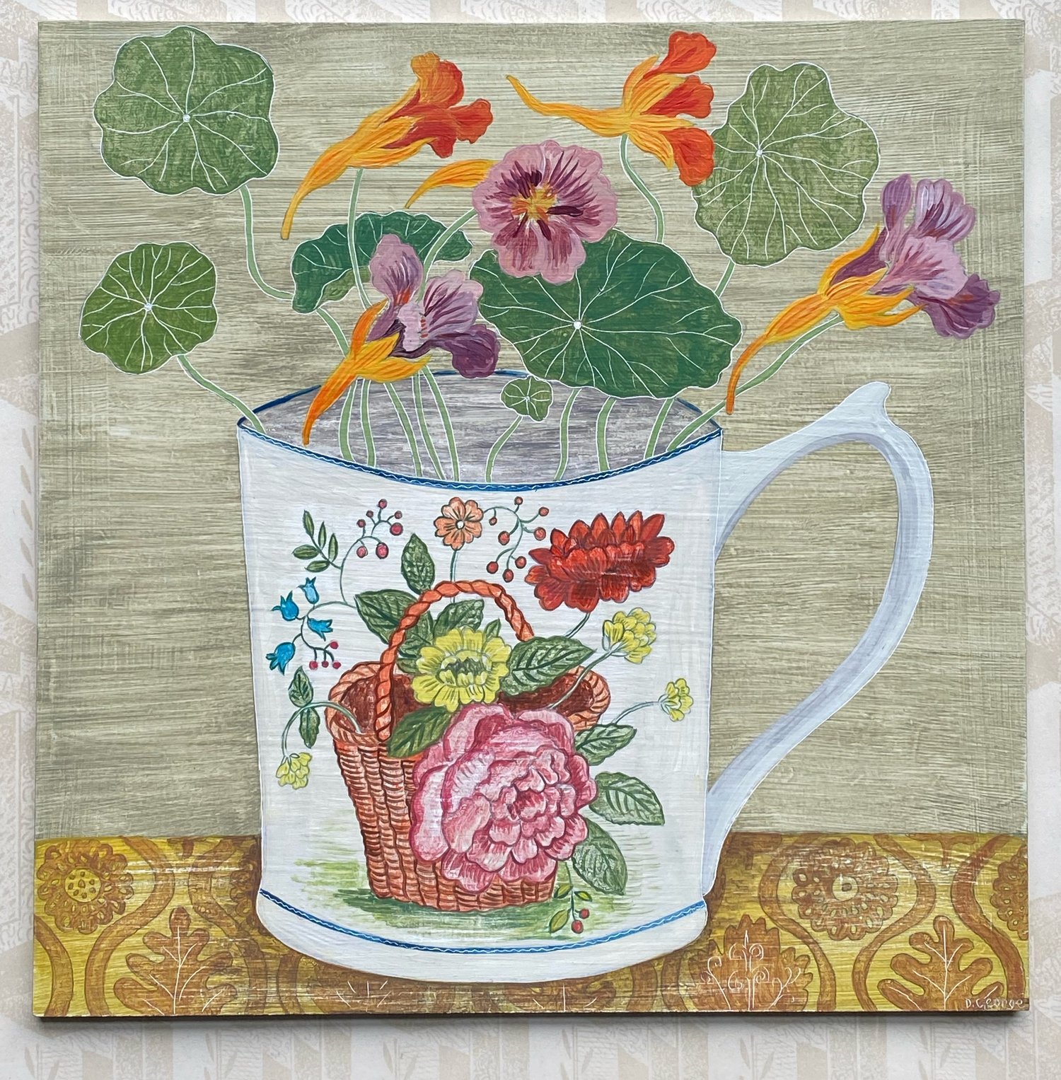 Image of Flower basket cup and Nasturtiums 