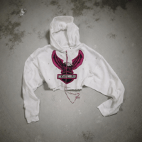 1/4 zip thermal R pink eagle hoodie-white 