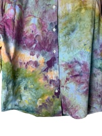 Image 6 of ♻️ UPCYCLED S Ladies 100% Cotton Boyfriend Shirt in Appalachian Sunset Ice Dye