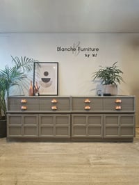 Image 1 of Mid Century Luxury Sideboard Nathan | Curved Teak Sideboard Railings Grey