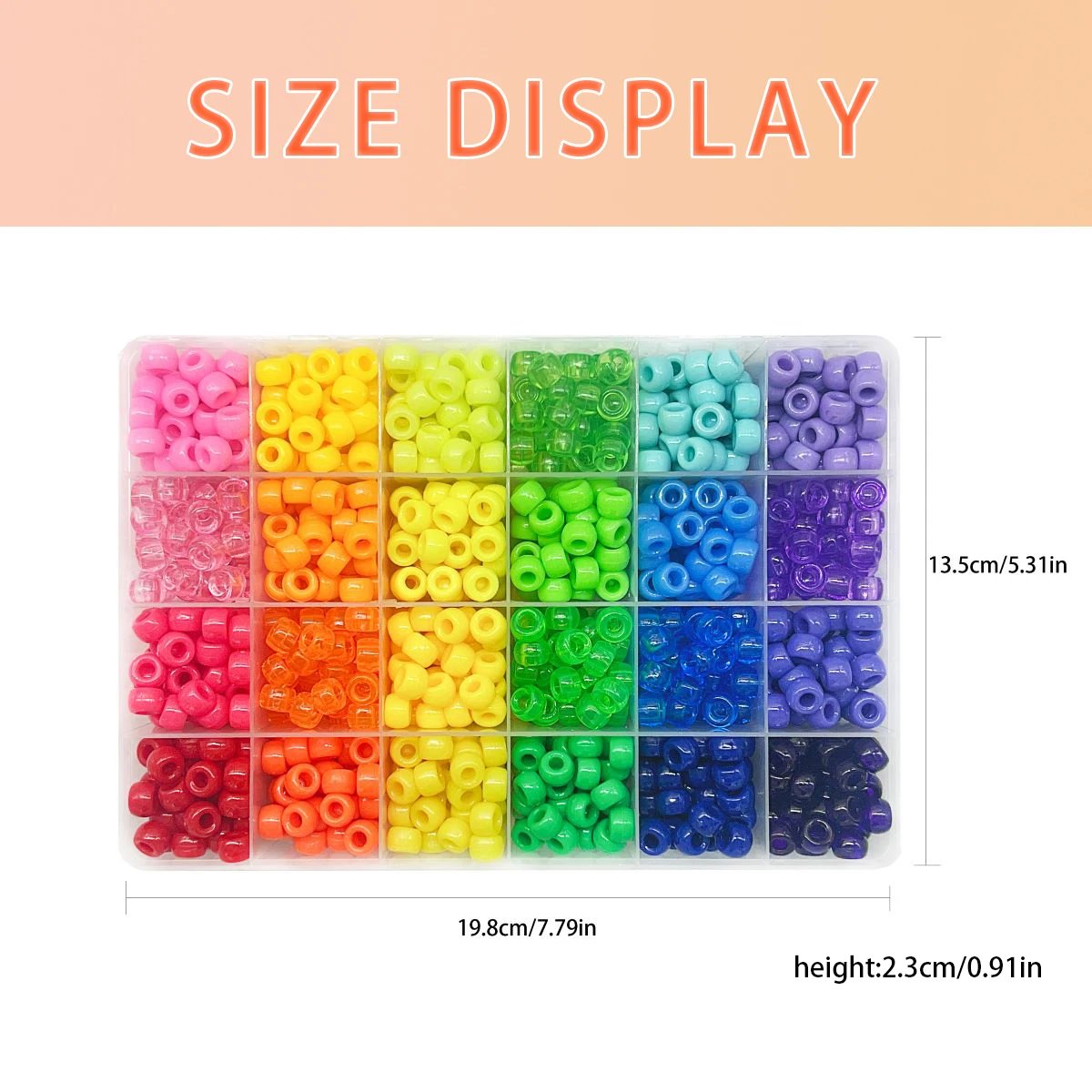 Image of Pony Beads for Friendship Bracelet Making Kit 24 Colors Kandi Beads Set, 720pcs Plastic Rainbow Bulk
