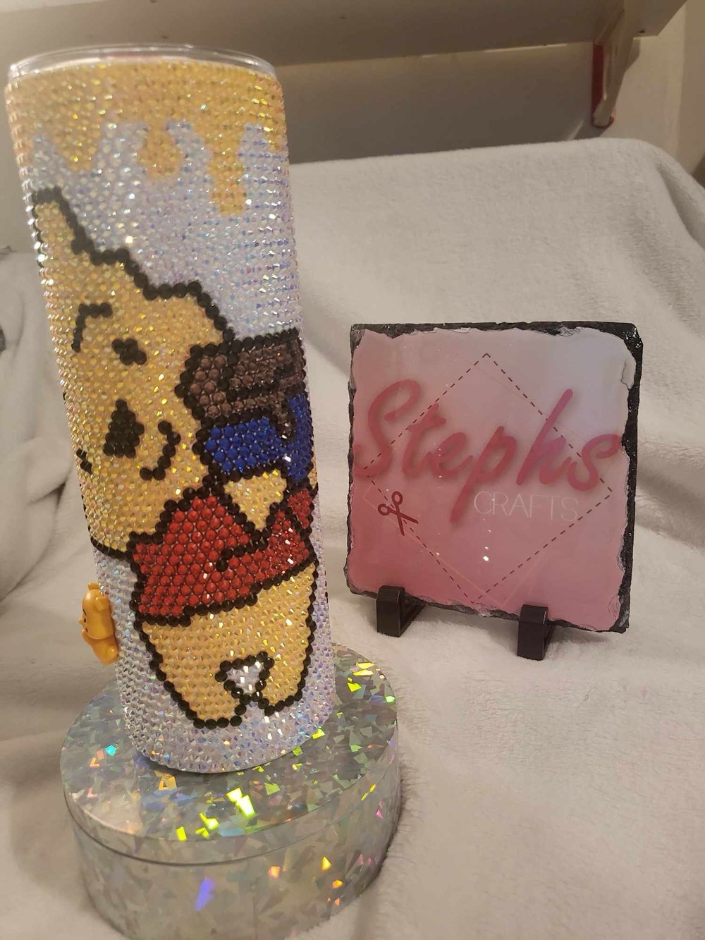 Image of Pooh bear rhinestone tumbler 