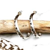 Image 1 of Handmade Sterling Silver Celestial Star Hoop Earrings 925