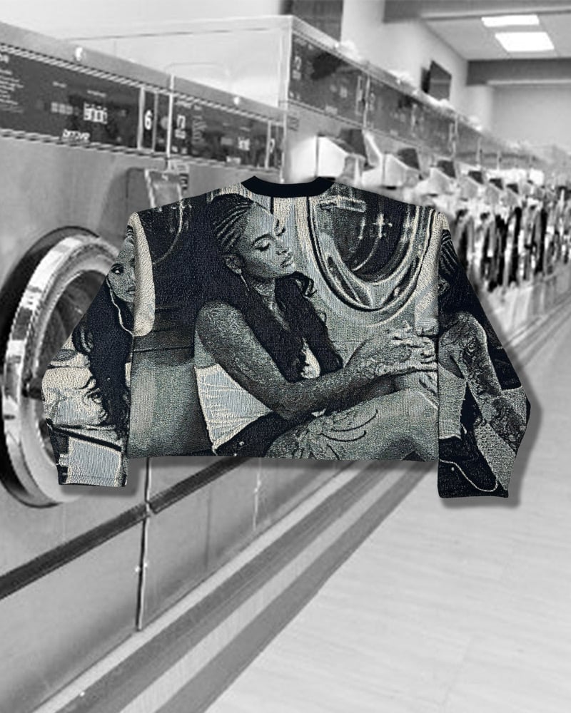 Kehlani folded tapestry sweater