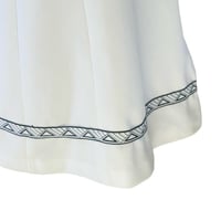 Image 5 of White Textured Button Front A Line Shift Style Dress with Trim -60s Mod - L