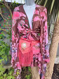 Image 7 of TULUM co ord set-FRILL skirt -Brown red pink 