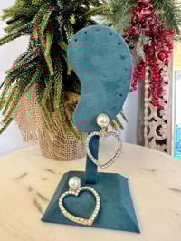 Image 1 of Silver Diamond Heart Earrings