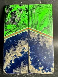 Image 2 of Swirled Resin & Layered Micarta GLOW Segmented Knife Scales