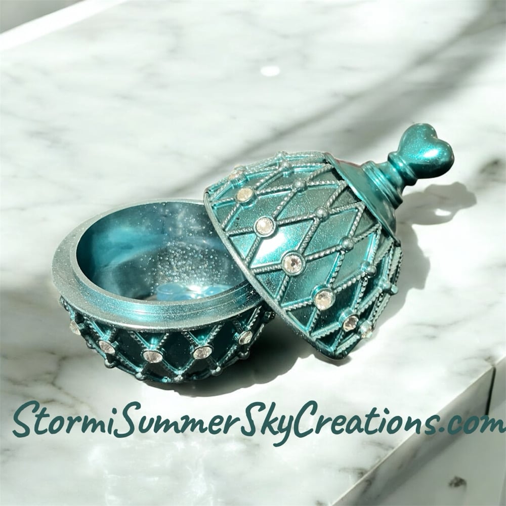 Image of Teal and Silver Blinged Jar