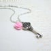 Image of The Pink Rose and Silver Key Necklace