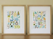 Image of A set of two 8" X 10" prints : Boy . Number . Alphabet . Children Wall Art . Baby Nursery Wall Art .