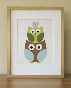Image of Stacking owl . Baby Nursery Wall Art . Children Wall Art