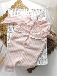 Image 5 of Newborn set for photoshoot - Vicky - onesie and sleep hat - peachy pink