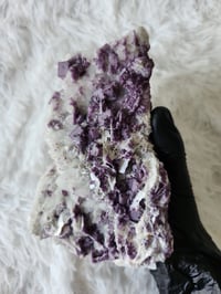 Image 9 of 2lb Candle Quartz Calcite Purple Fluorite Crystal Specimen with Stand