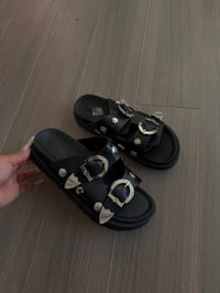 black rhinestone sandals (sz 8)