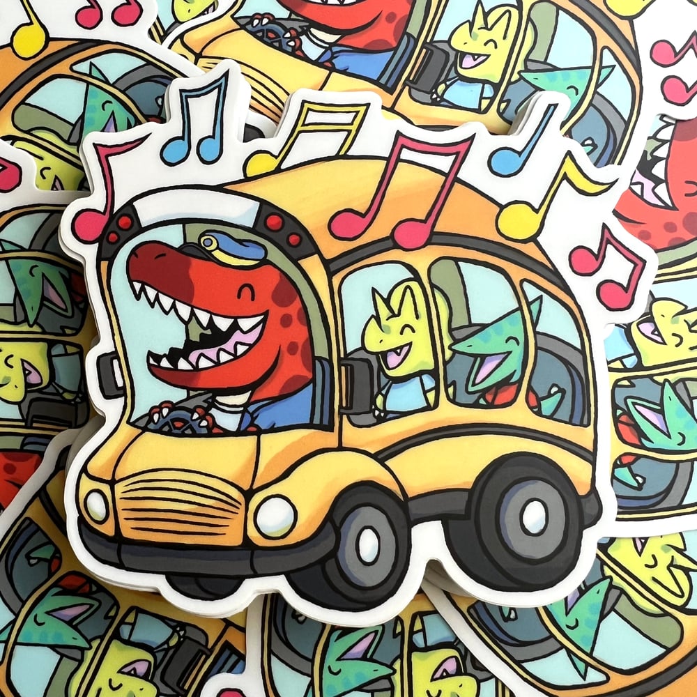 Image of Dino School Bus Sticker