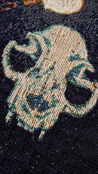 Image 6 of Woven Insect Halloween Blanket – Cotton Fringe Blanket