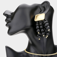 Image 5 of Pearl Statement Tassel/Beaded Tassel Pearl Earrings/Wedding Earrings