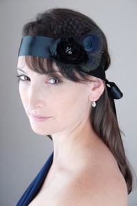 Image of Black Flower & Peacock Headband