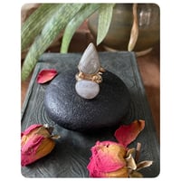 Image 1 of SALE - The Travers Ring - Banded Serpentine and Moonstone and Solid Brass