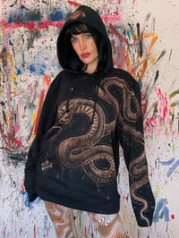 Image 3 of “YEAR OF THE SNAKE” BLEACH PAINTED PULLOVER HOODIE LARGE