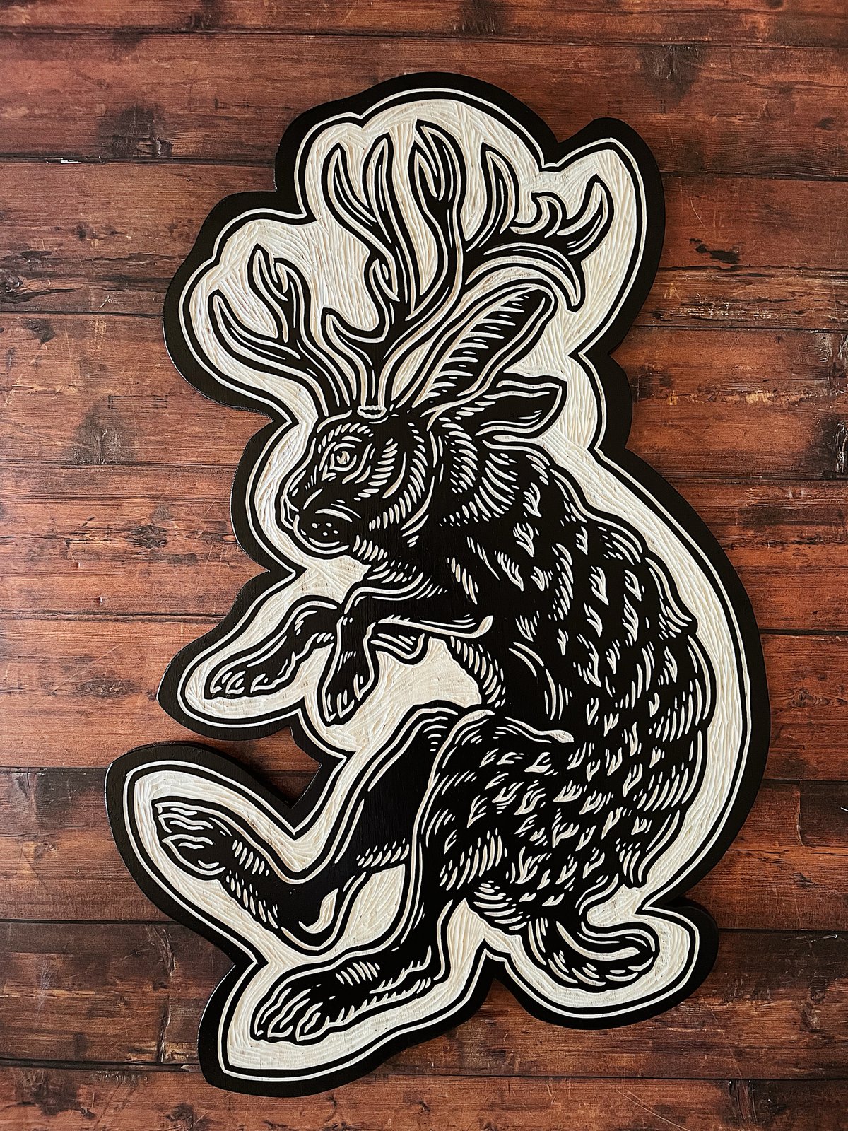 MADE TO ORDER Jackalope Woodcut | Robbie W. Jones Woodcuts