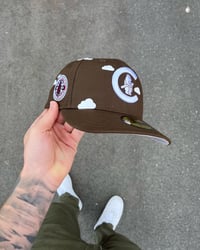 Image 1 of MOCHA BROWN PARTLY  CLOUDY CHICAGO CUBS CUSTOM FITTED CAPo