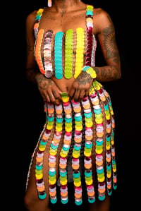 Image 5 of Rainbow co-ord (skirt, top, cuff and earrings)