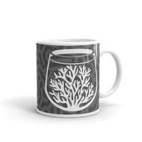 White glossy mug with gray coral
