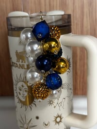 Image 4 of Navy, Cream & Gold Tumbler Straw Bauble 
