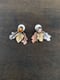 Image of Mixed Leaf Mixed Metal Mismatch Color Zircon Jacket Earrings