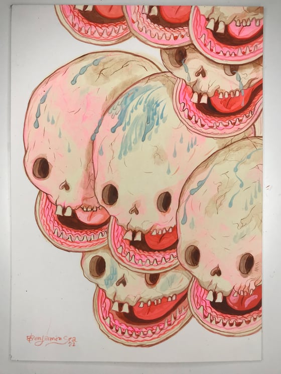 Image of Eight Skulls On 11/12/22 Gouache On Paper
