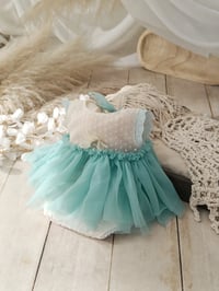 Image 1 of Sitter girls set April | size 9-12 months | turquoise | cream | cake smash