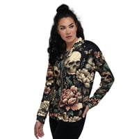Image 3 of Rowdy Rag's Floral Skulls Bomber Jacket
