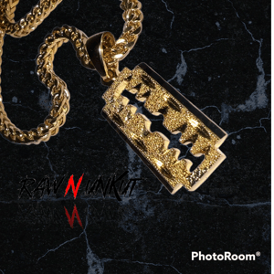 Image of Gold or Silver RAW N UNKUT nugget RAZOR BLADE PENDANT