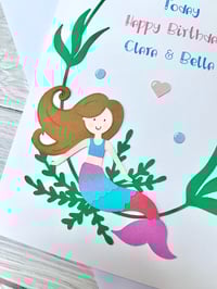 Image 4 of Personalised Mermaid Birthday Card - Custom Age Card for Kids