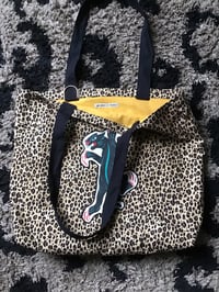 Image 11 of Leopard print panther patch large shoulder bag