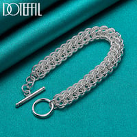 Image 2 of DOTEFFIL 925 Sterling Silver Multi-Circle Bracelet Chain For Woman Charm Wedding Engagement Party Fa