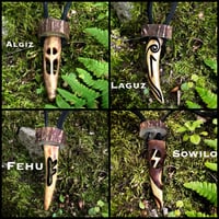 Image 6 of Rune Carved Antler Pendant Necklace Collection 