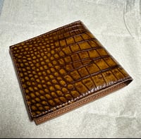 Image 2 of Antique Tan Alligator Bifold Card-Holder 