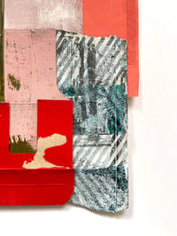 Image 2 of Red and Khaki Printed And Painted Collage Composition